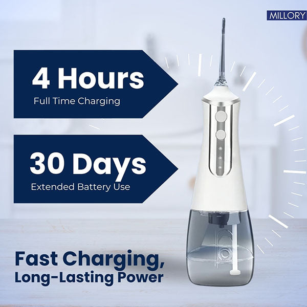 Fast charging, long-lasting power of Millory Water Flosser