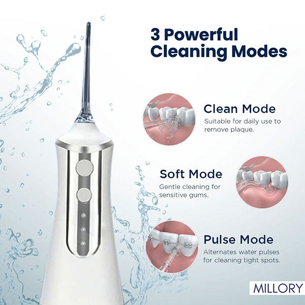 Millory Water Flosser offers 3 powerful cleaning modes